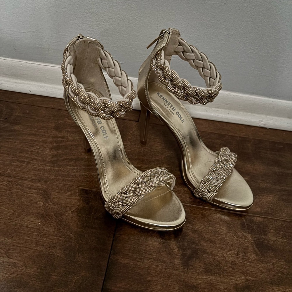 Gold Braided Strap Heels by Kenneth Cole - Picture 2 of 4